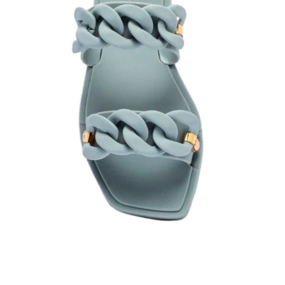!! NEW !! Jelly Slide Sandals with Chain Detail in Matte Sage Green - Picture 6 of 11